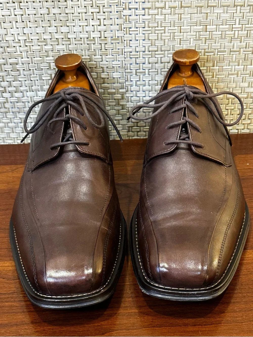 🌟HP🌟Johnston & Murphy Harding Panel Leather Oxfords Brown Bicycle Toe Men's 14 M